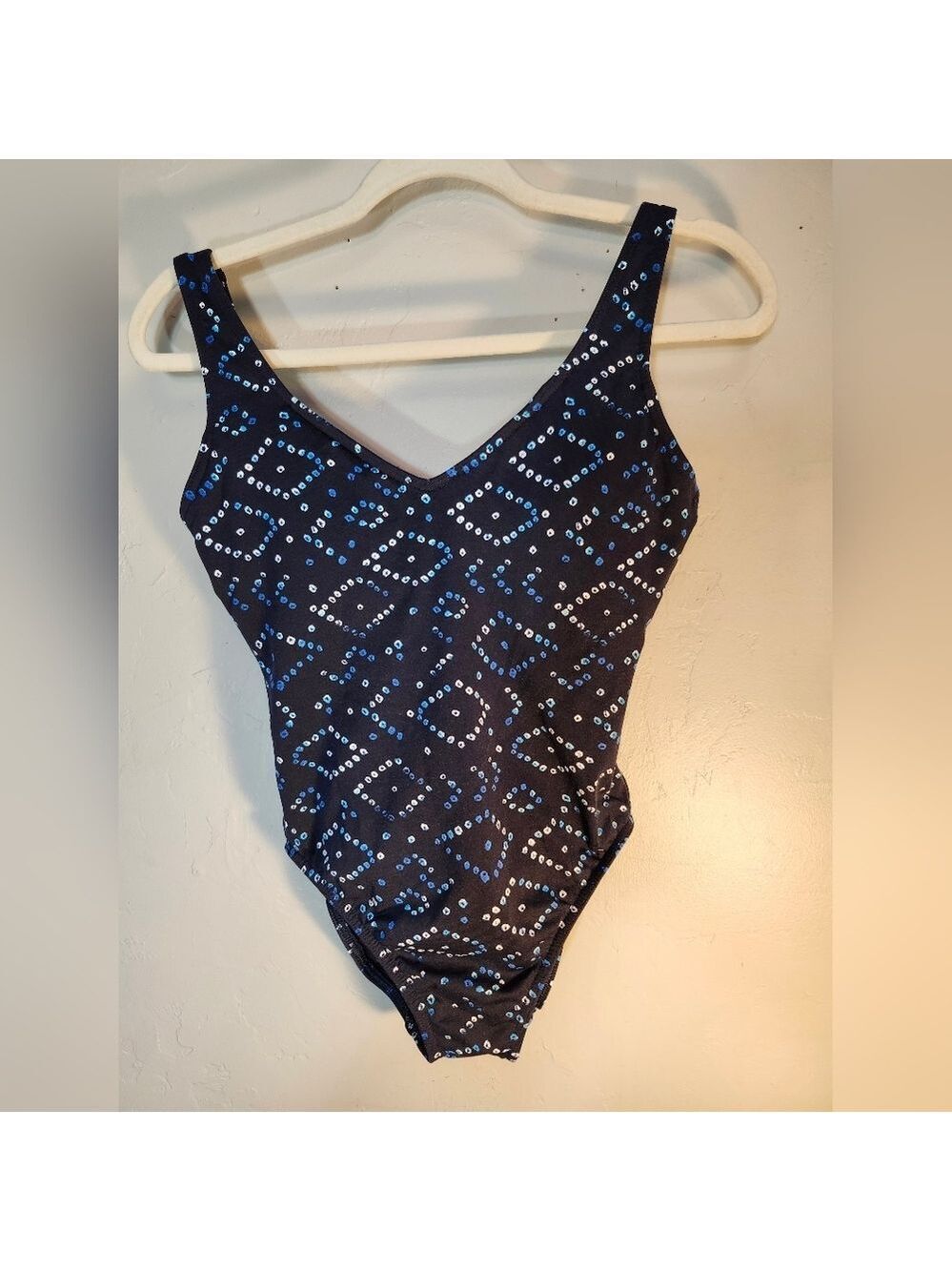Lands' End One Piece Swimsuit - Navy and White Sz 8